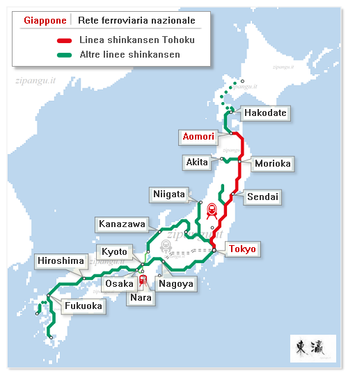 Giappone: Linea Tohoku-Shinkansen; mappa