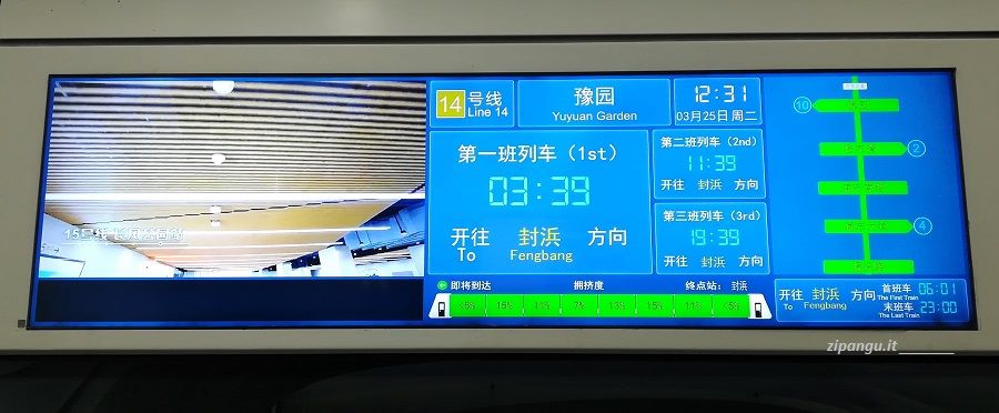 Metropolitana di Shanghai: schermo per gli annunci ai passeggeri
