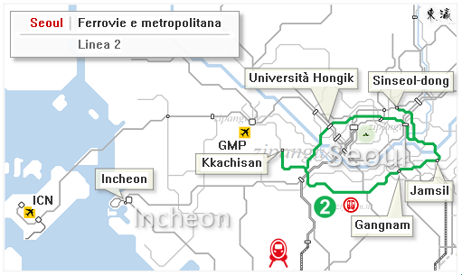 Seoul: Mappa della Linea 2 della metropolitana
