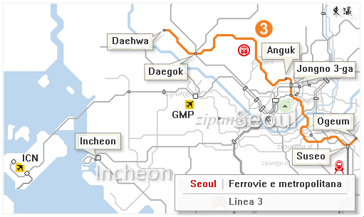 Seoul: Mappa della Linea 3 della metropolitana