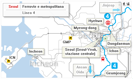 Seoul: Mappa della Linea 4 della metropolitana