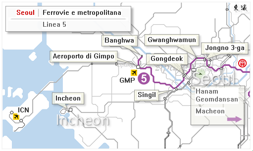 Seoul: Mappa della Linea 5 della metropolitana