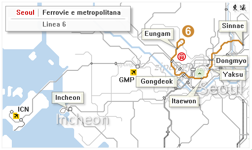 Seoul: Mappa della Linea 6 della metropolitana