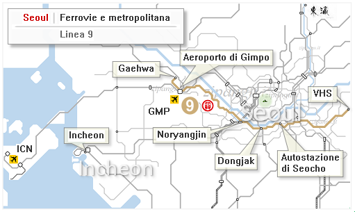 Seoul: Mappa della Linea 9 della metropolitana