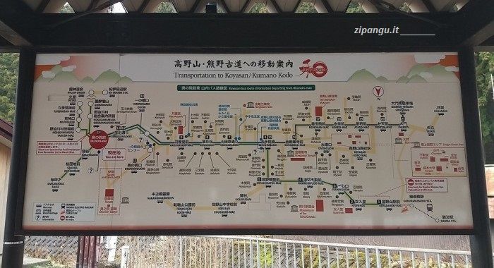 Monte Koya (Koyasan): mappa delle linee di autobus