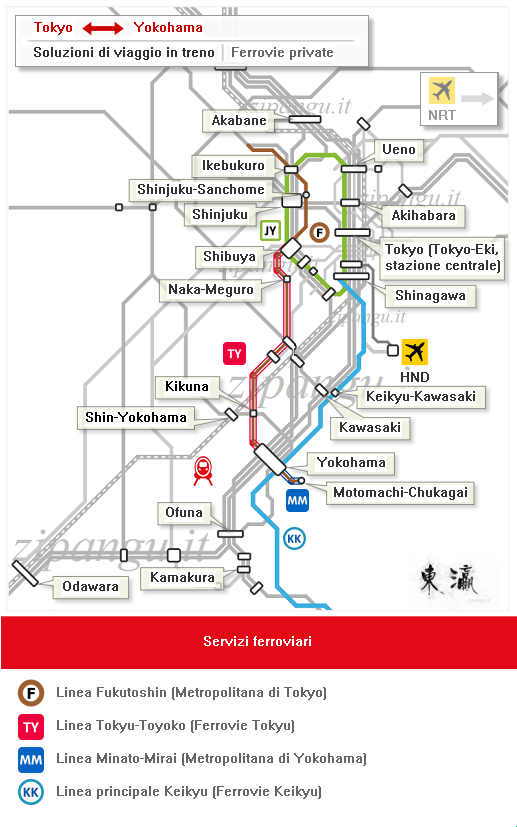 Come raggiungere Yokohama da Shinjuku, Shibuya con i treni della Linea Fukutoshin: schema dei servizi ferroviari
