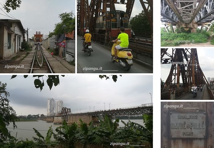 Treno presso il Ponte di Long Bien, a Hanoi